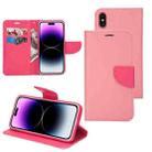 For iPhone 14 Plus Mercury Contrast Color Splicing Leather Phone Case(Pink) - 1