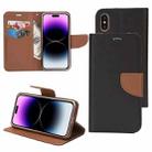 For iPhone 14 Plus Mercury Contrast Color Splicing Leather Phone Case(Brown) - 1