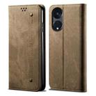 For OPPO Reno8 T 5G / A1 Pro Denim Texture Leather Phone Case(Khaki) - 1