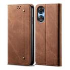 For OPPO A58 5G / A58x / A78 5G Denim Texture Leather Phone Case(Brown) - 1