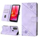 For Motorola Moto G Power 2022 Skin-feel Embossed Leather Phone Case(Light Purple) - 1