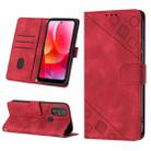 For Motorola Moto G Power 2022 Skin-feel Embossed Leather Phone Case(Red) - 1