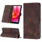 For Motorola Moto G Power 2022 Skin-feel Embossed Leather Phone Case(Brown) - 1