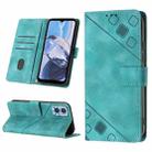 For Motorola Moto E22i 4G / E22 4G Skin-feel Embossed Leather Phone Case(Green) - 1