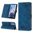 For Motorola Moto E22i 4G / E22 4G Skin-feel Embossed Leather Phone Case(Blue) - 1