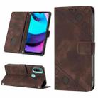 For Motorola Moto E30 / E40 / E20 Skin-feel Embossed Leather Phone Case(Brown) - 1