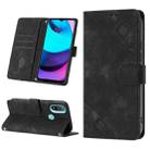 For Motorola Moto E30 / E40 / E20 Skin-feel Embossed Leather Phone Case(Black) - 1