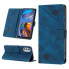 For Motorola Moto E32 4G / E32S Skin-feel Embossed Leather Phone Case(Blue) - 1