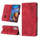 For Motorola Moto E32 4G / E32S Skin-feel Embossed Leather Phone Case(Red) - 1