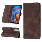 For Motorola Moto E32 4G / E32S Skin-feel Embossed Leather Phone Case(Brown) - 1