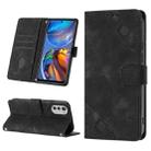 For Motorola Moto E32 4G / E32S Skin-feel Embossed Leather Phone Case(Black) - 1