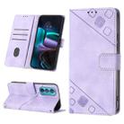 For Motorola Moto Edge 30 Skin-feel Embossed Leather Phone Case(Light Purple) - 1