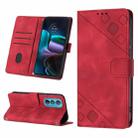 For Motorola Moto Edge 30 Skin-feel Embossed Leather Phone Case(Red) - 1