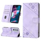 For Motorola Edge 30 Pro / Edge+ 2022 Skin-feel Embossed Leather Phone Case(Light Purple) - 1