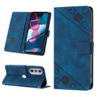 For Motorola Edge 30 Pro / Edge+ 2022 Skin-feel Embossed Leather Phone Case(Blue) - 1