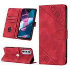 For Motorola Edge 30 Pro / Edge+ 2022 Skin-feel Embossed Leather Phone Case(Red) - 1