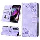 For Motorola Moto G 5G 2022 Skin-feel Embossed Leather Phone Case(Light Purple) - 1