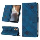 For Motorola Moto G32 Skin-feel Embossed Leather Phone Case(Blue) - 1