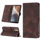 For Motorola Moto G32 Skin-feel Embossed Leather Phone Case(Brown) - 1