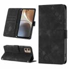 For Motorola Moto G32 Skin-feel Embossed Leather Phone Case(Black) - 1