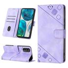 For Motorola Moto G52 Skin-feel Embossed Leather Phone Case(Light Purple) - 1