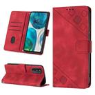 For Motorola Moto G52 Skin-feel Embossed Leather Phone Case(Red) - 1