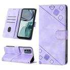 For Motorola Moto G62 5G Skin-feel Embossed Leather Phone Case(Light Purple) - 1