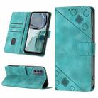 For Motorola Moto G62 5G Skin-feel Embossed Leather Phone Case(Green) - 1