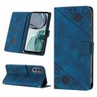 For Motorola Moto G62 5G Skin-feel Embossed Leather Phone Case(Blue) - 1