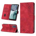 For Motorola Moto G62 5G Skin-feel Embossed Leather Phone Case(Red) - 1