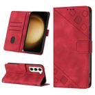 For Samsung Galaxy S23 5G Skin-feel Embossed Leather Phone Case(Red) - 1