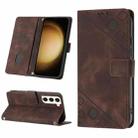 For Samsung Galaxy S23 5G Skin-feel Embossed Leather Phone Case(Brown) - 1