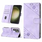 For Samsung Galaxy S23 Ultra 5G Skin-feel Embossed Leather Phone Case(Light Purple) - 1