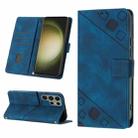 For Samsung Galaxy S23 Ultra 5G Skin-feel Embossed Leather Phone Case(Blue) - 1