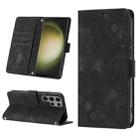 For Samsung Galaxy S23 Ultra 5G Skin-feel Embossed Leather Phone Case(Black) - 1