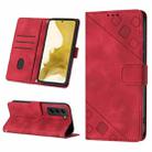 For Samsung Galaxy S22 5G Skin-feel Embossed Leather Phone Case(Red) - 1