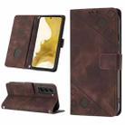 For Samsung Galaxy S22 5G Skin-feel Embossed Leather Phone Case(Brown) - 1