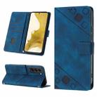 For Samsung Galaxy S22+ 5G Skin-feel Embossed Leather Phone Case(Blue) - 1