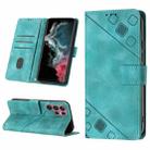 For Samsung Galaxy S22 Ultra 5G Skin-feel Embossed Leather Phone Case(Green) - 1