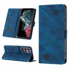 For Samsung Galaxy S22 Ultra 5G Skin-feel Embossed Leather Phone Case(Blue) - 1