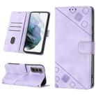 For Samsung Galaxy S21 5G Skin-feel Embossed Leather Phone Case(Light Purple) - 1