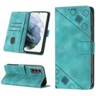 For Samsung Galaxy S21 5G Skin-feel Embossed Leather Phone Case(Green) - 1