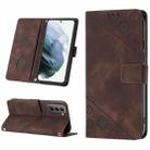 For Samsung Galaxy S21 5G Skin-feel Embossed Leather Phone Case(Brown) - 1