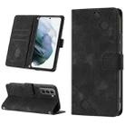 For Samsung Galaxy S21 5G Skin-feel Embossed Leather Phone Case(Black) - 1