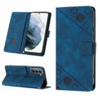 For Samsung Galaxy S21+ 5G Skin-feel Embossed Leather Phone Case(Blue) - 1