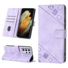 For Samsung Galaxy S21 Ultra 5G Skin-feel Embossed Leather Phone Case(Light Purple) - 1