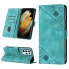 For Samsung Galaxy S21 Ultra 5G Skin-feel Embossed Leather Phone Case(Green) - 1