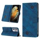 For Samsung Galaxy S21 Ultra 5G Skin-feel Embossed Leather Phone Case(Blue) - 1