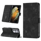 For Samsung Galaxy S21 Ultra 5G Skin-feel Embossed Leather Phone Case(Black) - 1