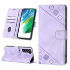 For Samsung Galaxy S21 FE 5G Skin-feel Embossed Leather Phone Case(Light Purple) - 1